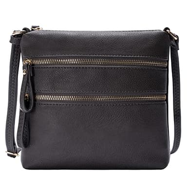 Solene Crossbody Bag Functional Multi Pocket Double Zipper Purse with Adjustable Strap-WU085(Charcoal Grey) - Image 1