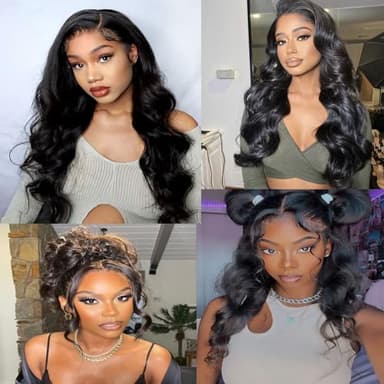 Umeiw 360 Lace Front Wigs Human Hair Pre Plucked Transparent Lace Frontal Wigs for Black Women 360 Hd Full Lace Human Hair Wigs 150% Density Natural Black 12 Inch - Image 6