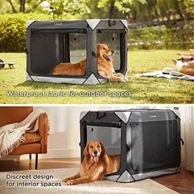 Lesure Collapsible Dog Crate - Portable Travel Kennel for Extra Large Dog, 4-Door Pet Crate with Durable Mesh Windows, Indoor & Outdoor, Charcoal Gray - Image 2