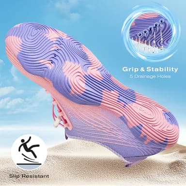 Tanamo Water Shoes for Women Men Quick Dry Swim Beach Barefoot River Aqua Shoes for Hiking Boating Camping Fishing Grounding Surfing Yoga Women 6.5 / Men 5.5 (8-Pink Purple) - Image 3