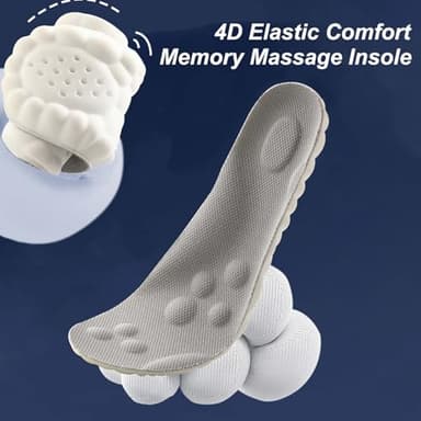 Footstr Breathable Soft Foam Shoe Insoles with Arch Support, 4D Cloud Elastic Comfort Memory Massage Insoles for Mens Women Kids (2Pair (Orange+Gray),Men 9-10.5/Women 10.5-12) - Image 3