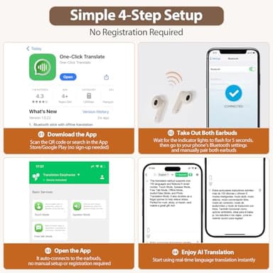 Translation Earbuds Real Time – AI Language Translator & Bluetooth Headphones with Fidget Spinner, 150+ Languages, Offline Mode, 0.5s Response for Travel, Business, Learning - Image 6