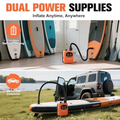 OFISPEED Electric Paddle Board Pump, Rechargeable 20PSI High Pressure SUP Pump with Auto-Off, Dual Stage Inflation & Deflation for Stand Up Paddle Boards, Boat, Tent, Mattress - Image 6