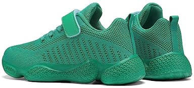 Santiro Big Boys Tennis Shoes Girls Kids Sneakers Lightweight Running Shoes Breathable Mesh No Laces Walking Shoes All Green 4 M US - Image 7