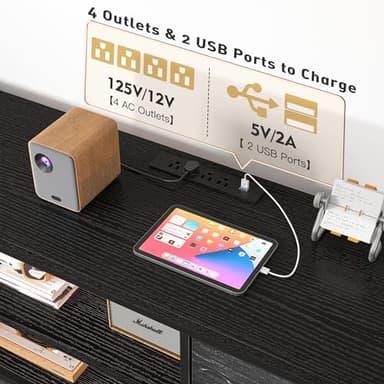 EnHomee Black Dresser with LED Lights & Power Outlets, 12 Drawers Dresser TV Stand for 60'' TV Stand for Bedroom Fabric Dressers & Chest of Drawers, Sturdy Metal Frame, Living Room,Hallway - Image 5