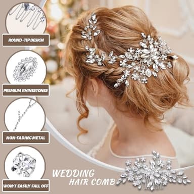 Wedding Hair Accessories: Bridal Headpiece With Hair Piece for Brides (Silver) - Image 4