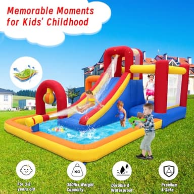 Hongcoral Inflatable Bounce House Obstacle Course with Wet or Dry Slide, Ball Pool, Climbing Wall, Boxing Ball, Small Climb&Slide – Backyard & Indoor Bouncy Castle for Kids 3-8 - Image 6