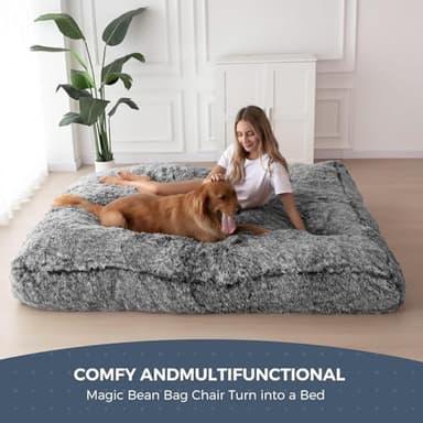 MAXYOYO Giant Bean Bag Chair Bed for Adults, Convertible Beanbag Folds from Lazy Chair to Floor Mattress Bed, Large Floor Sofa Couch, High-Density Foam Filling, Machine Washable - Image 5