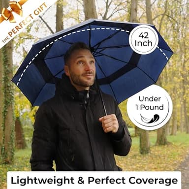 TUMELLA Strongest Windproof Travel Umbrella (Compact, Superior & Beautiful), Small Strong but Light Portable and Automatic Folding Rain Umbrella, Durable Premium Grip, Fits Car & Backpack - Image 5