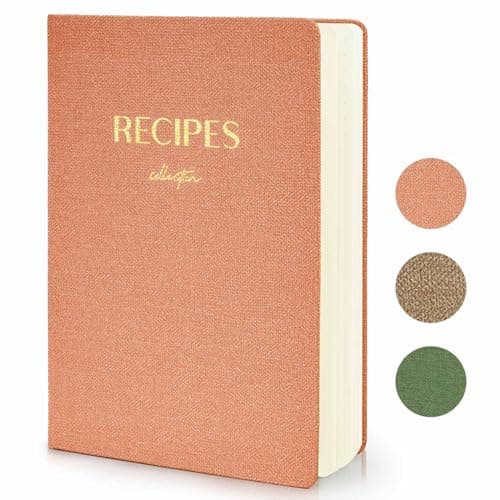 hi!SCI Blank Recipe Book to Write in Your Own Recipes, Large Recipe Notebook with 192 Pages, 7" x 10" Hardcover Recipe Journal for Family Cooking Lover (Coral Pink) - Image 1
