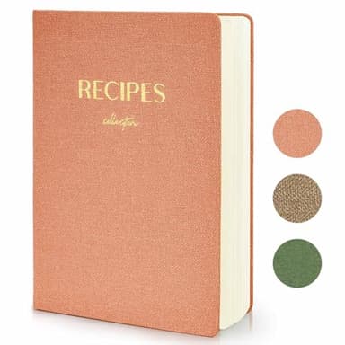 hi!SCI Blank Recipe Book to Write in Your Own Recipes, Large Recipe Notebook with 192 Pages, 7" x 10" Hardcover Recipe Journal for Family Cooking Lover (Coral Pink) - Image 1