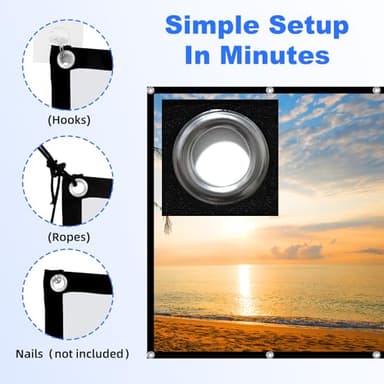 100 inch Projector Screen,DUYIKJ Foldable Washable Portable Rear Front Projector Screen 4K Indoor Outdoor 16:9 HD Projection Movies Screen for Backyard Home Theater Office - Image 4