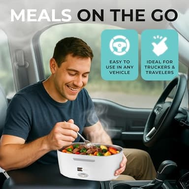 FORABEST Heated Lunch Box, 80W Electric Lunch Box for Adults, Portable Food Warmer with 1.5L Stainless Steel Container, Utensils, Carry Bag & Leakproof Lid, 12V/24V Car/Truck & 110/120V Home/Office - Image 4