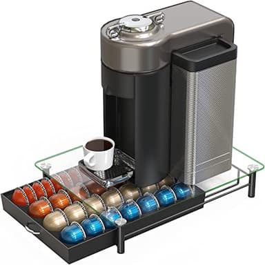 DecoBrothers Crystal Tempered Glass Vertuo Pod Holder Drawer, 28 Large or 56 Small Nespresso Capsule Organizer, Black - Image 4
