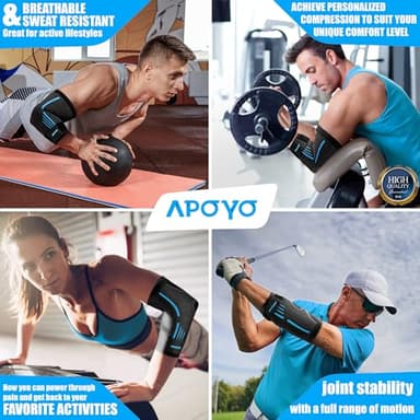 APOYO Elbow Brace for Tendonitis and Tennis Elbow, Compression Sleeve for Arthritis, Workouts, Reduce Joint Pain During Fitness Activity (Large) - Image 2