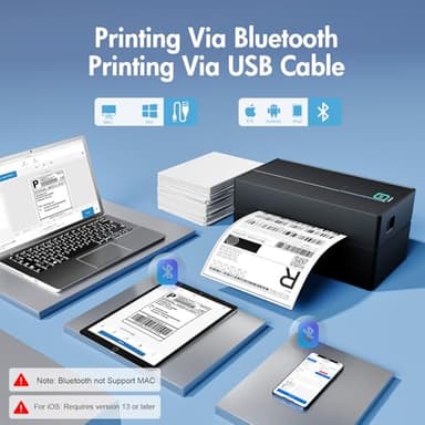 NULLTONEX Bluetooth Thermal Shipping Label Printer: 4x6 Wireless Mini Clear Label Maker with Waterproof Tape for Small Business - Widely Used for USPS UPS Ebay Amazon Shopify Etsy - Image 2