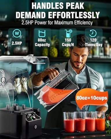 WantJoin Professional Commercial Blender With Shield Quiet Sound Enclosure 2200W Industries Strong and Quiet Professional-Grade Power, Self-Cleaning, Black - Image 3