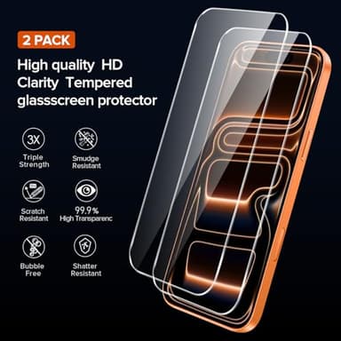 ivoler 3-in-1 Clear Case Designed for iPhone 17 Pro 6.3'' 2025 with 2 Pack Tempered Glass Screen Protector, Military Shockproof Hard Back Slim for iPhone 17 Pro Cover - Clear - Image 3