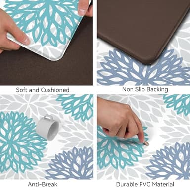 Teal Kitchen Mats Set of 2 Cushioned Anti Fatigue Kitchen Rugs Non Slip Waterproof Runner Memory Foam Kitchen Floor Mat Comfort Standing Mat for Sink,Office,Laundry - Image 4