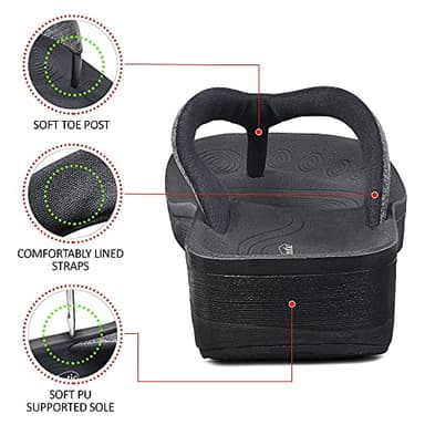 AEROTHOTIC Slip On Recovery Footwear Plantar Fasciitis Flip Flops for Women Yoga Mat Outdoor Walking Beach Ladies Arch Support Summer Thong Dressy Casual Sandals (Mellow Grey, Size 8) - Image 6