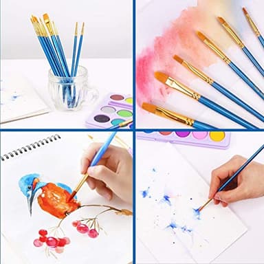 60 Pcs Acrylic Paint Brush Set, Oil & Watercolor - Professional Artist Brushes with Wooden Handle Nylon Hair Brushes - Bulk Art Supplies for Adults, Kids & Beginners - Image 5