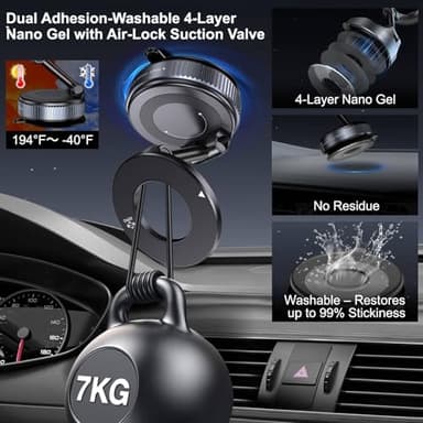 Jikasho Vacuum Magnetic Suction Phone Holder, Foldable and Retractable Hands-Free Suction Cup Phone Mount for Car/Gym/Mirror/Smooth Surface, Compatible with iPhone Android and All Smartphones (Black) - Image 3