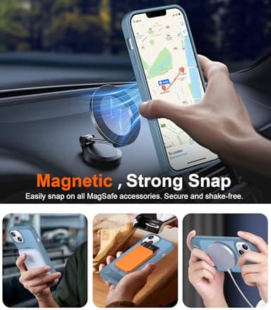 Temdan Magnetic Compatible with iPhone 14 Case/iPhone 13 Case,[Built-in Invisible Kickstand][Compatible with MagSafe][Military Grade Shockproof] Slim Translucent Matte Phone Case for iPhone 14/13 6.1" - Image 6