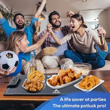 Warming Mat for Food - Fast Heating Silicone Electric Warming Tray with 6 Mode Temperature, Raised Feet Protects Table, Roll Up Buffet Hot Plates Heat Pad, Portable Food Warmer for Parties - Image 4