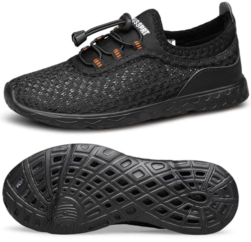 DOUSSPRT Water Shoes for Kids Boys Girls Quick Dry Beach Sports Swim Pool Aqua Shoes for Toddler/Little Kid/Big Kid Allblack 1 - Image 1