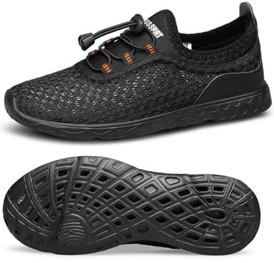 DOUSSPRT Water Shoes for Kids Boys Girls Quick Dry Beach Sports Swim Pool Aqua Shoes for Toddler/Little Kid/Big Kid Allblack 1 - Image 1