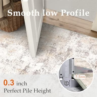 WondRg 9x12 Area Rug Beige Grey Abstract Living Room Bedroom Washable Carpet Neutral Modern Non Slip Soft Low Pile Indoor Large Throw Rug for Dining Room Office - Image 7