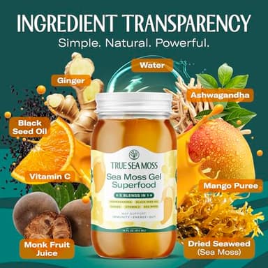 TrueSeaMoss Sea Moss Gel – Made in USA – 5-in-1 Formula – Wildcrafted Seamoss, Ashwagandha & Vegetables – Ashwagandha, Pack of 1 (Labels May Vary) - Image 3