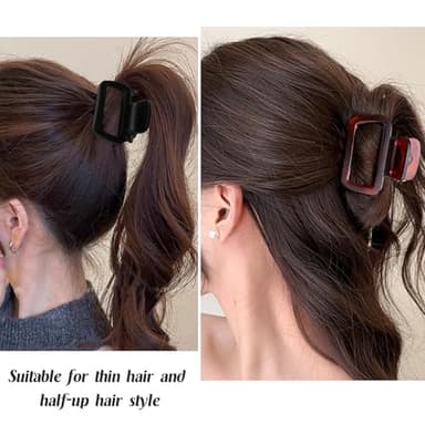 Matte Medium Hair Clips for Women 4Pcs 2.2 Inch Unbreakable Square Rectangle Hair Claw Clips for Thin Hair & Fine Hair High end U-shaped Spring Non-slip Short Hair Accessorie - Image 5