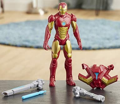 Avengers Marvel Titan Hero Series Blast Gear Iron Man Action Figure, 12-Inch Toy, with Launcher, 2 Accessories and Projectile, Ages 4 and Up, Red - Image 2