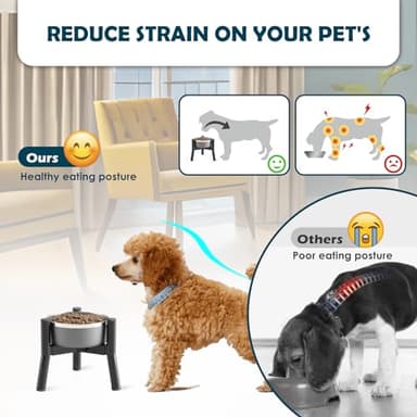 SHAINFUN Adjustable Elevated Dog Bowls Stand Compatible with 6 to 8 inch Wide Raised Stand with Metal Material for Medium and Small Sized Dogs (Bowl Not Included) - Image 2