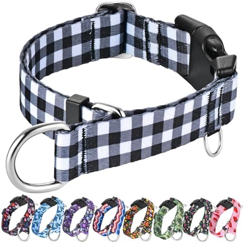 Fidohug Martingale Collar for Small Dogs with Buckle Adjustable Nylon No Pull Training Dog Collars (Black White Checkered, Small) - Image 1
