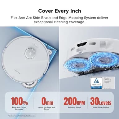 roborock Qrevo Curv Robot Vacuum and Mop, 18,500Pa Suction, Zero-Tangling, AdaptiLift Chassis, FlexiArm Technology, Hot Water Mop Washing & Dock Self Cleaning, Al Obstacle Recognition - Image 6
