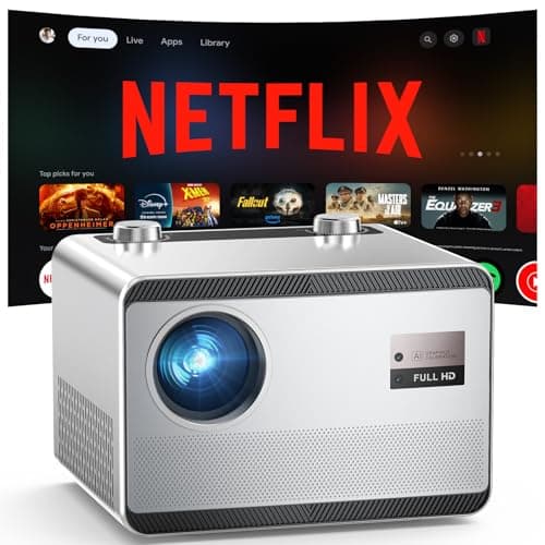 Official Licensed Netflix Smart Projector, HAPPRUN Projector 4K with Wifi and Bluetooth, DoIby Audio, Built-in Apps, Native 1080P 1000ANSI, Electric Focus, Portable Projector for Home Cinema, Bedroom - Image 1