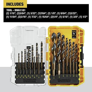 DEWALT Drill Bit Set, 21-Piece, 135 Degree Split Point, 31 Degree Helix, Black Oxide Coated, For Plastic, Wood and Metal (DWA1181) - Image 2