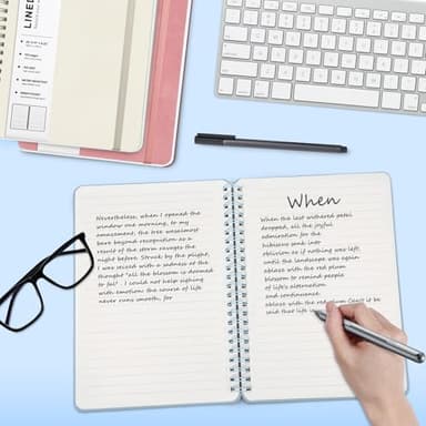 ABERLLS Blue Lined Spiral Journal Notebook with 160 Pages, 8×5.7in, A5 Spiral Notebook, Journaling Notebooks for Work, School, Women, Men, College Ruled Spiral Notebook, Hardcover Leather Journals - Image 3