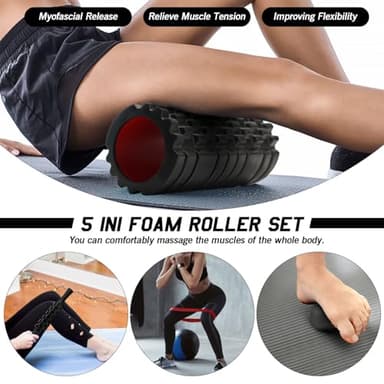 JOYENERGY 5 in 1 Foam Roller Set High Density Foam Roller Patented, Massage Stick, Massage Ball, Resistance Band for Deep Muscle Massage Pilates Yoga, Fitness for Trigger Point Release - Image 6
