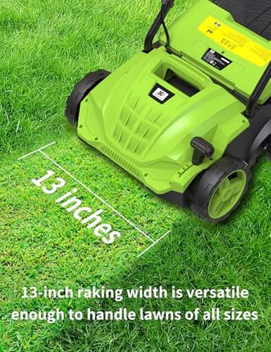 2-in-1 Electric Dethatcher Scarifier, Lawn Dethatcher with Collection Bag, 4-Position Depth Adjustment,13-Inch Working Width, Foldable Handle Design for Easy Carrying and Storage,Thatcher for Lawn - Image 2