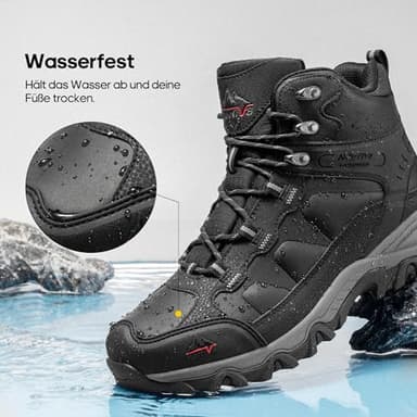 NORTIV 8 Men's Waterproof Hiking Boots Outdoor Trekking Lightweight Mountaineering Leather Shoes,Size 8.5,Black,NMUMHB2501 - Image 5
