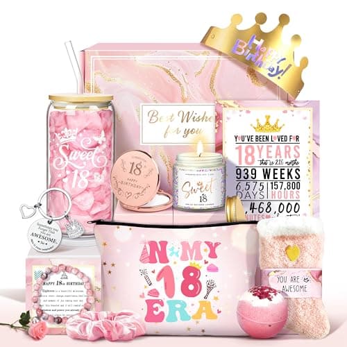Jumway Birthday Gift Box for 18th Girls - Elegant Coming-of-Age Care Package with 'Sweet 18' Cup, Rose Gold Mirror, Spa Gifts Set - Perfect 18th Birthday Gifts for Daughter, Sister, Teen - Image 1