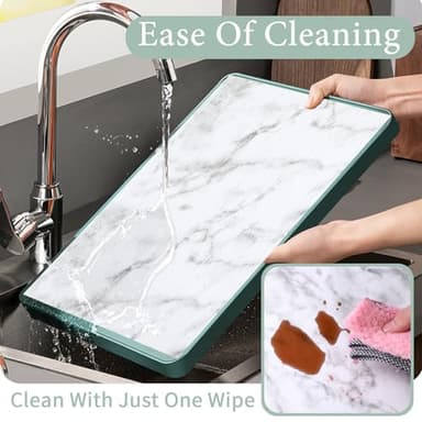 Drawer and Shelf Liner for Kitchen Cabinet: 23.6 in X 20 Ft Non Slip Waterproof Shelf Paper Non Adhesive Refrigerator Liners White Marble Easy Liners for Bathroom with Knife Tape Measure - Image 5