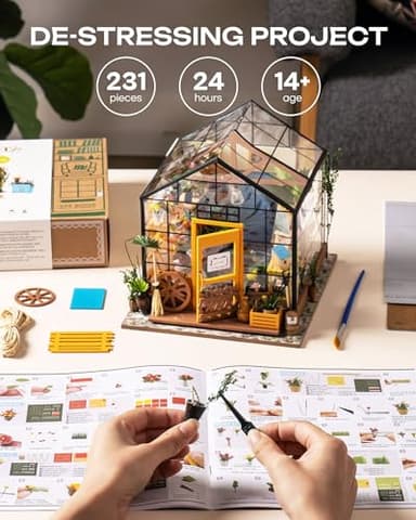 Rolife DIY Miniature House Kit-Mini Diorama 1/18 Greenhouse Dollhouse Building Kit with LED, Crafts for Adults Christmas Birthday Gift for Women Adults Dad Mom Home Decor (Cathy's Flower House) - Image 5