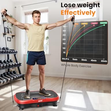 AXV Vibration Plate Fitness Platform Exercise Machine Vibrating Shaking Full Body Shaker Workout Vibrate Stand Shake Board Sport Gym for Weight Loss Fat Burner for Women Men - Image 4