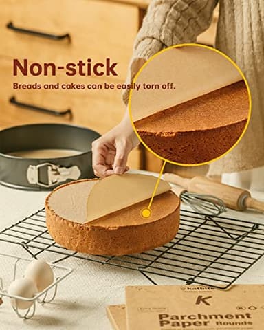 Katbite 200Pcs 9 Inch Parchment Paper Rounds, Unbleached & Non-stick, Precut Parchment Circles for Cheesecake Spring Pans, Storage/Freezing Hamburger Patties - Image 3