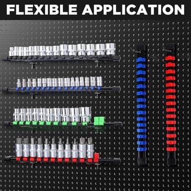 EGOFIX Socket Organizer, 9PCS Socket Holder Set, 1/4-Inch x 48 Clips, 3/8-Inch x 45 Clips, 1/2-Inch x 36 Clips Drive Socket Tray, Socket Rail for Tool Box Drawer - Image 6