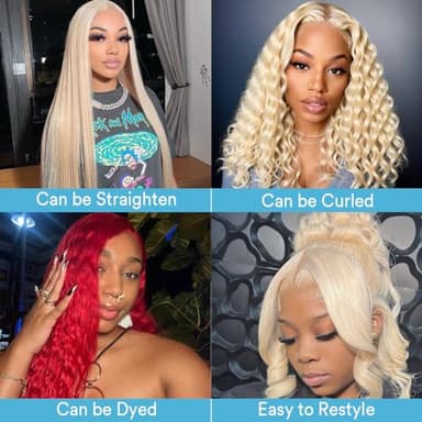 Boyusijf 613 Lace Front Wig Human Hair 613 Blonde Deep Wave 13x6 HD Transparent Lace Front Wig Human Hair Pre Plucked Blonde Wig Human Hair with Baby Hair 180% Density for Women(30inches 613 13x6 Wig) - Image 8